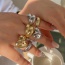 Fashion Silver 2 Copper Set Zircon Diamond Adjustable Ring