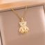 Fashion Gold Stainless Steel Zirconium Bear Necklace