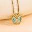 Fashion Gold Stainless Steel Diamond Butterfly Necklace