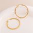 Fashion Gold Stainless Steel Textured Round Earrings