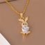 Fashion Gold Stainless Steel Zirconium Love Rabbit Necklace