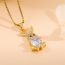 Fashion Gold Stainless Steel Zirconium Love Rabbit Necklace