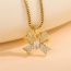 Fashion Gold Stainless Steel Diamond Bow Necklace