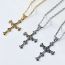 Fashion Steel Color+pl005 Chain 3*60cm Stainless Steel Eye Cross Necklace