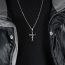 Fashion Steel Color+pl005 Chain 3*60cm Stainless Steel Eye Cross Necklace