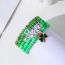 Fashion Green Polymer Crystal Beaded Clover Bracelet Set