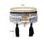 Fashion Black And White Polymer Clay Ball Beads Tassel Multi-layer Bracelet