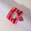 Fashion Rose Red Polymer Clay Beaded Oil Dripping Love Multi-layered Bracelet