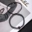 Fashion Black Black Gall Beaded Zirconia Skull Bracelet