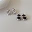 Fashion White Diamond Earrings Metal Geometric Bezel Black Onyx Stud Earrings