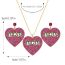 Fashion Purple Red Metal Diamond Love Letter Necklace And Earrings Set