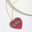 Fashion Purple Red Metal Diamond Heart Letter Necklace