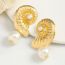 Fashion Gold Metal Three-dimensional Conch Pearl Earrings