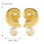Fashion Gold Metal Three-dimensional Conch Pearl Earrings