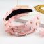 Fashion Pink Fabric Diamond-encrusted Knotted Wide-brimmed Headband