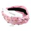 Fashion Tender Pink Fabric Embellished Diamond-drip Oil High-heeled Shoes And Knotted Wide-brimmed Headband
