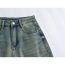 Fashion Blue Washed Back Pocket Denim Trousers