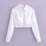 Fashion White Woven Lapel Button-down Shirt