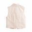 Fashion Beige Woven Lapel Pocket Vest