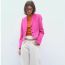 Fashion Rose Red Woven Buttoned Blazer