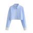 Fashion Blue Strips Contrast Striped Lapel Shirt