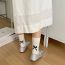Fashion Milky White Heel Bow Print Rolled Hem Mid-calf Socks