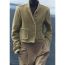 Fashion Yellow Textured Raw Edge Buttoned Jacket