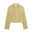 Fashion Yellow Textured Raw Edge Buttoned Jacket