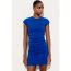 Fashion Blue Blend Pleated Ribbed Skirt