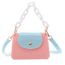 Fashion Pink With Blue Contrast Color Flap Crossbody Bag