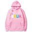 Fashion Pink 311 Cotton Letter Print H Hooded Sweatshirt