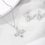 Fashion 5# Titanium Steel Diamond Quatrefoil Necklace And Earrings Set