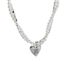 Fashion 3mm Pearl Pearl Broken Silver Beaded Heart Necklace