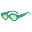Fashion Solid Green Film Small Oval Sunglasses