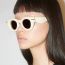 Fashion Beige Tea Tablets Thick Frame Rice Nail Sunglasses