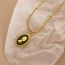Fashion Gold Titanium Steel Head Oval Necklace