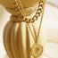 Fashion Gold Necklace Titanium Steel Head Gold Coin Double Layer Necklace