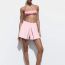 Fashion Pink Polyester Pleated Shorts