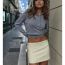 Fashion Cream Color Woven Hem Skirt