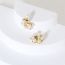 Fashion Gold Metal Pearl Flower Stud Earrings