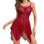 Fashion Red Polyester Lace Nightgown See-through Suit