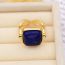 Fashion Navy Blue Square Green Loose Engagement Ring
