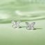 Fashion Silver Copper Inlaid Zirconium Butterfly Stud Earrings