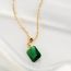 Fashion Green Copper Inlaid Zirconium Square Necklace