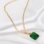 Fashion Green Copper Inlaid Zirconium Square Necklace