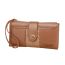 Fashion Brown Long Wallet With Pu Buckle And Multiple Card Slots