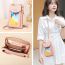 Fashion Light Pink Pu Flip Cover Large Capacity Touch Screen Crossbody Bag