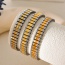 Fashion Golden 3 Titanium Steel Colorblock Geometric Stretch Bracelet