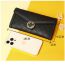 Fashion Black Pu Rhombus Embroidery Multi-card Slot Wallet