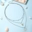 Fashion Silver Alloy Hollow Round Carved Shell Multilayer Necklace